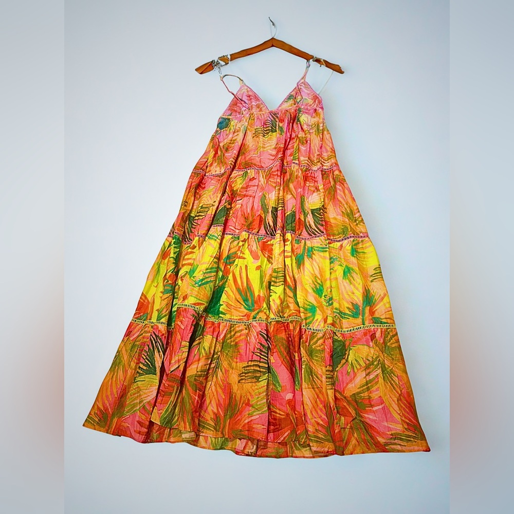 Farm Rio Maxi Dress Size- Large ,Tropical Print, Beach Ready, Resort Wear - Picture 5 of 11
